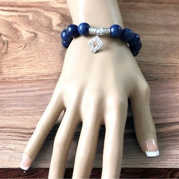 Silpada Vintage Sterling Silver & Lapis Lazuli CONFECTION Stretch Bracelet - Picture 11 of 13